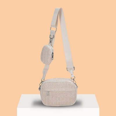 Γυναικεία σύνθετη τσάντα μονόχρωμη ψάθινη τσάντα αγορών Fashion girl υψηλής ποιότητας Μεγάλη τσάντα Casual φερμουάρ για καλοκαιρινές διακοπές