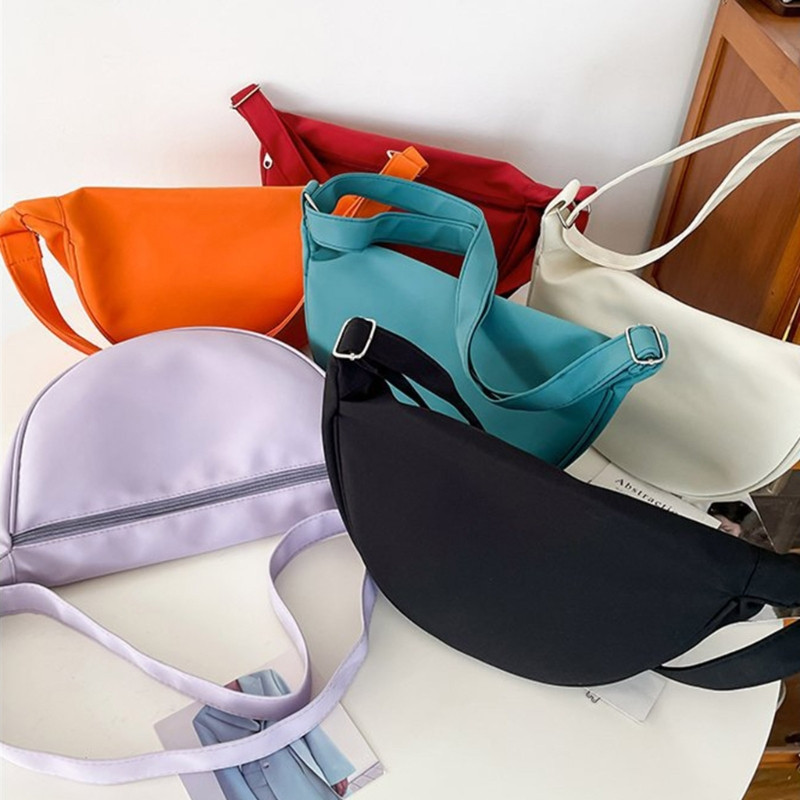 Geantă de umăr ocazională asortată pentru femei Geantă de mesaje de culoare solidă pentru adolescenți Geantă crossbody impermeabilă pentru studenți 517D