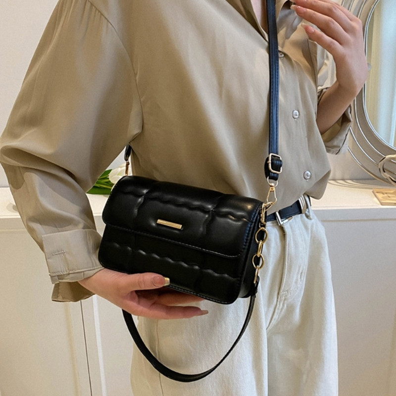 Απλή τσάντα ώμου για γυναίκες PU Δερμάτινη τσάντα χιαστί Γυναικεία τσάντα μασχάλης για κορίτσια τσάντα Messenger Μικρή casual τσάντα Ins 517D