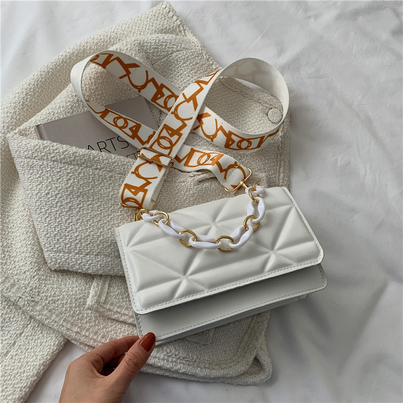 Geantă de umăr cu lanț auriu pentru femei, geantă pătrată mică brodata pentru femei, genți de mână din piele PU, genți de mână și posete Genți pentru telefon