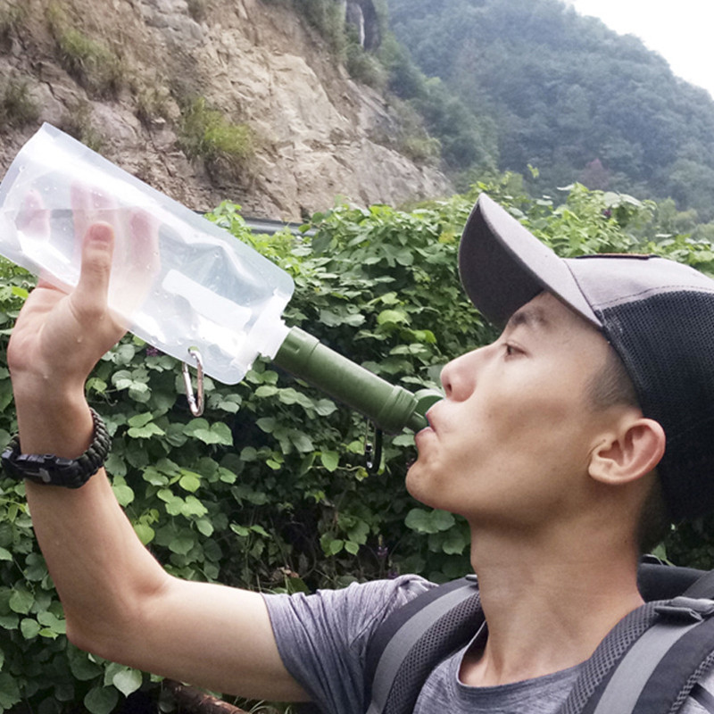 1 tk kaasaskantav ellujäämisveefiltriga õlepuhastuspudel matkamiseks väljas