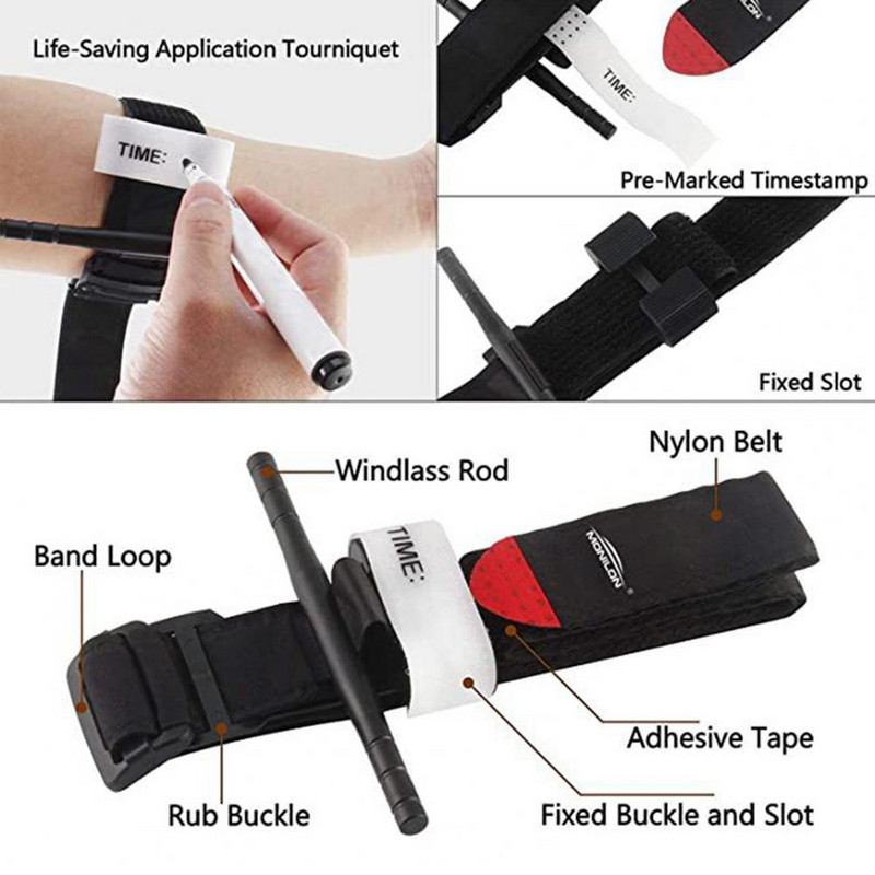 Медицински турникет Издръжлива ефективна медицинска катарама Турникет катарама Външен хемостатичен еластичен ремък за първа помощ