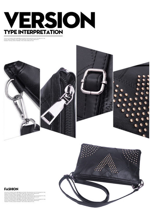 Naiste neetõlakott, must PUNAhast Crossbody kott, ümbrisega, igapäevased väikesed messenger-kotid.