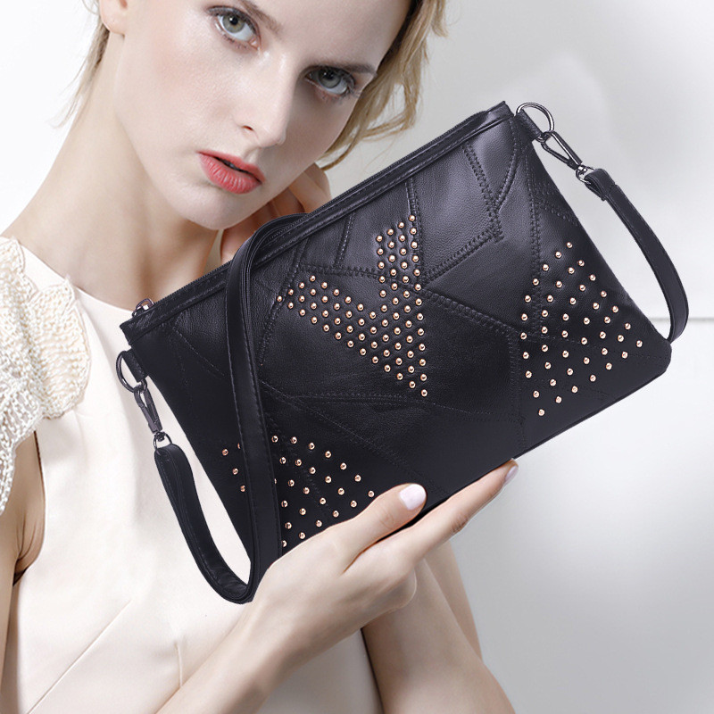 Naiste neetõlakott, must PUNAhast Crossbody kott, ümbrisega, igapäevased väikesed messenger-kotid.