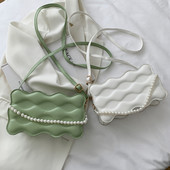 Μόδα γυναικεία τσάντα χιαστί Wave ανάγλυφο Casual Ladies Pearl PU Δερμάτινο πορτοφόλι Γυναικεία Casual Luxurious τσάντα Messenger