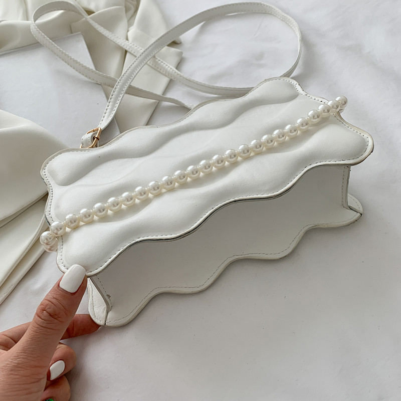 Μόδα γυναικεία τσάντα χιαστί Wave ανάγλυφο Casual Ladies Pearl PU Δερμάτινο πορτοφόλι Γυναικεία Casual Luxurious τσάντα Messenger