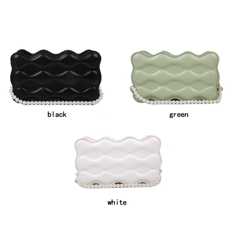 Μόδα γυναικεία τσάντα χιαστί Wave ανάγλυφο Casual Ladies Pearl PU Δερμάτινο πορτοφόλι Γυναικεία Casual Luxurious τσάντα Messenger