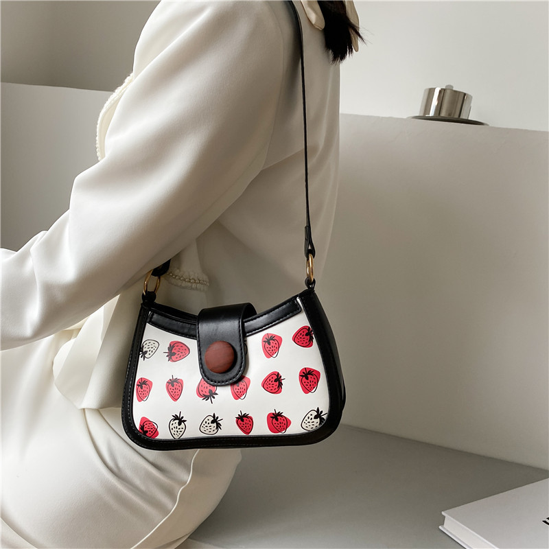 Geantă Texture pentru femei 2022, la modă, la modă simplă, cu un singur umăr, geantă drăguță pentru subrat cu căpșuni
