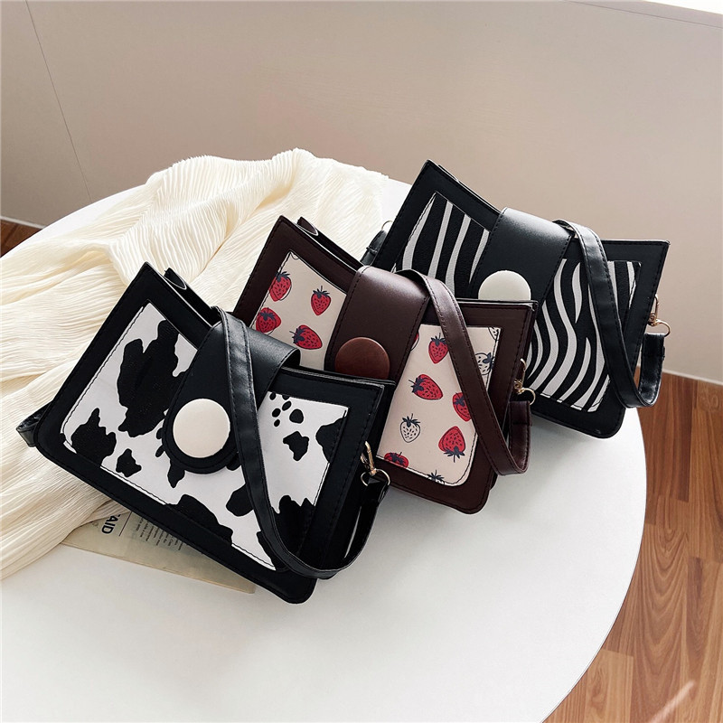 Geantă Texture pentru femei 2022, la modă, la modă simplă, cu un singur umăr, geantă drăguță pentru subrat cu căpșuni