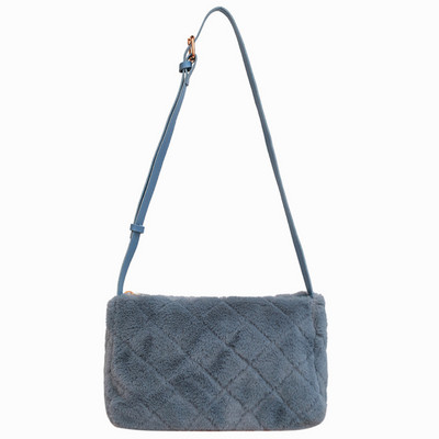 Φθινοπωρινές χειμερινές τσάντες ώμου για γυναίκες με μοτίβο ρόμβου, χνουδωτές τσάντες αγγελιαφόρου μόδας Casual μαλακές ρυθμιζόμενες τσάντες χιαστί