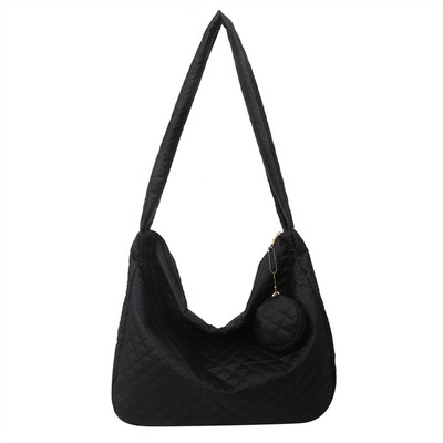 Απλή τσάντα χειρός Nylon καπιτονέ Γυναικεία τσάντα ώμου μεγάλης χωρητικότητας με μικρό τσαντάκι για γυναικεία κορίτσια Καθημερινή σχολική τσάντα γραφείου