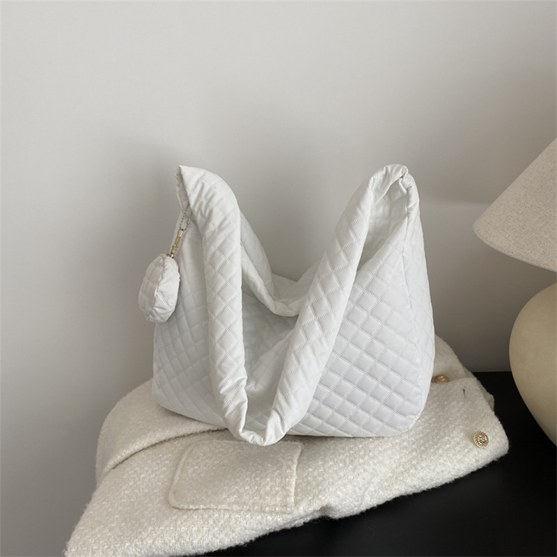 Απλή τσάντα χειρός Nylon καπιτονέ Γυναικεία τσάντα ώμου μεγάλης χωρητικότητας με μικρό τσαντάκι για γυναικεία κορίτσια Καθημερινή σχολική τσάντα γραφείου