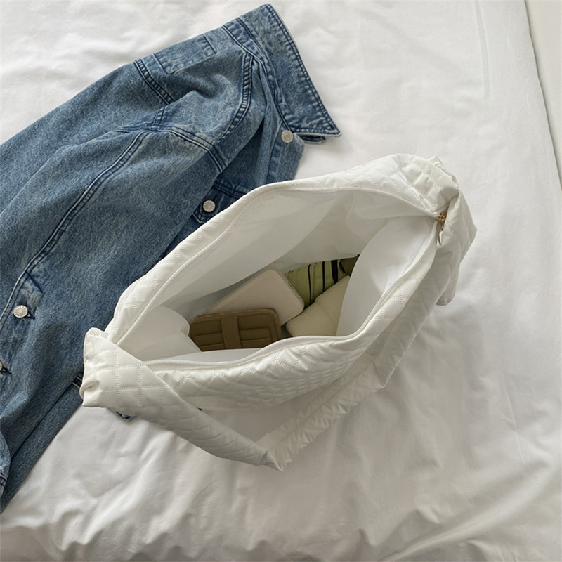 Απλή τσάντα χειρός Nylon καπιτονέ Γυναικεία τσάντα ώμου μεγάλης χωρητικότητας με μικρό τσαντάκι για γυναικεία κορίτσια Καθημερινή σχολική τσάντα γραφείου