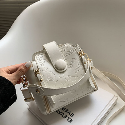 Τσάντες κουβά μικρής χωρητικότητας για γυναίκες από μαλακό δέρμα Μικρές τσάντες σχεδιαστών κινουμένων σχεδίων εκτύπωση χιαστί τσάντα ώμου Ευέλικτο πορτοφόλι