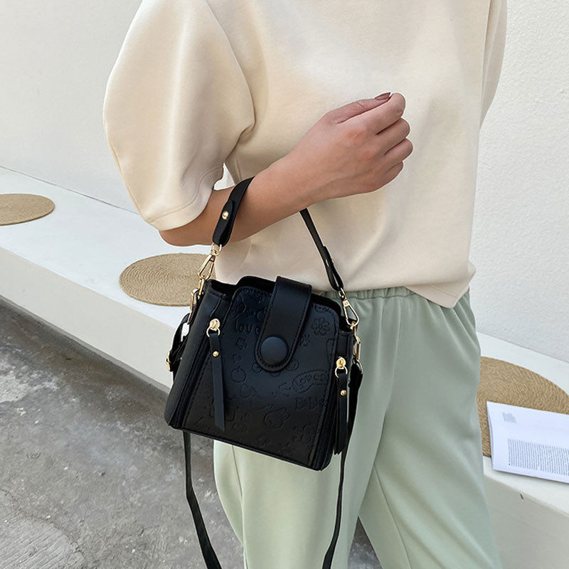 Τσάντες κουβά μικρής χωρητικότητας για γυναίκες από μαλακό δέρμα Μικρές τσάντες σχεδιαστών κινουμένων σχεδίων εκτύπωση χιαστί τσάντα ώμου Ευέλικτο πορτοφόλι