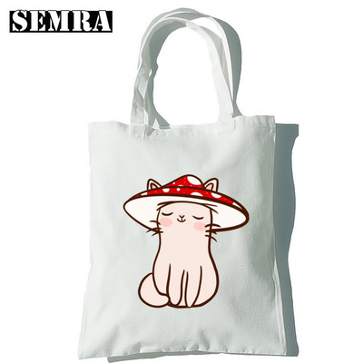 Μανιτάρι Βοτανολογία Κλασική γυναικεία καμβά τσάντα για ψώνια Κορίτσι Φοιτητής Δάσκαλος Προμήθειες Μεγάλης χωρητικότητας