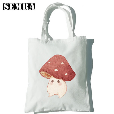 Μανιτάρι Βοτανολογία Κλασική γυναικεία καμβά τσάντα για ψώνια Κορίτσι Φοιτητής Δάσκαλος Προμήθειες Μεγάλης χωρητικότητας