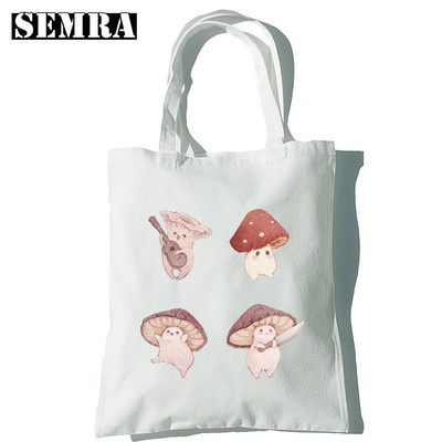Μανιτάρι Βοτανολογία Κλασική γυναικεία καμβά τσάντα για ψώνια Κορίτσι Φοιτητής Δάσκαλος Προμήθειες Μεγάλης χωρητικότητας