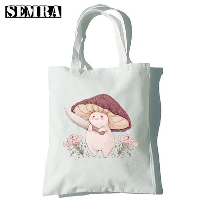 Μανιτάρι Βοτανολογία Κλασική γυναικεία καμβά τσάντα για ψώνια Κορίτσι Φοιτητής Δάσκαλος Προμήθειες Μεγάλης χωρητικότητας