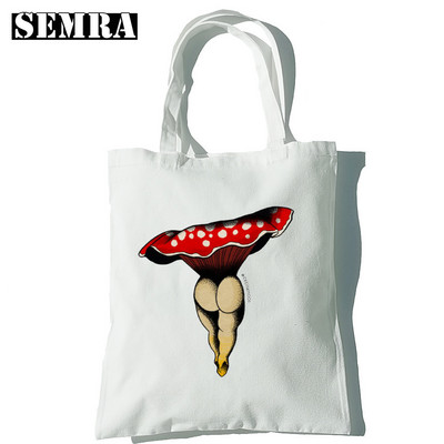 Μανιτάρι Βοτανολογία Κλασική γυναικεία καμβά τσάντα για ψώνια Κορίτσι Φοιτητής Δάσκαλος Προμήθειες Μεγάλης χωρητικότητας
