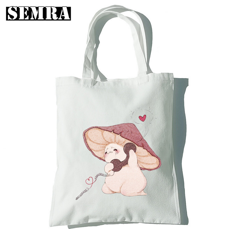 Μανιτάρι Βοτανολογία Κλασική γυναικεία καμβά τσάντα για ψώνια Κορίτσι Φοιτητής Δάσκαλος Προμήθειες Μεγάλης χωρητικότητας