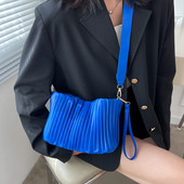 Moodsad plisseeritud Crossbody käekotid PU-nahast naiste ühevärvilised ämbriga rahakott, naiste massiivsed ämbriga õlakotid, naiste rahakott