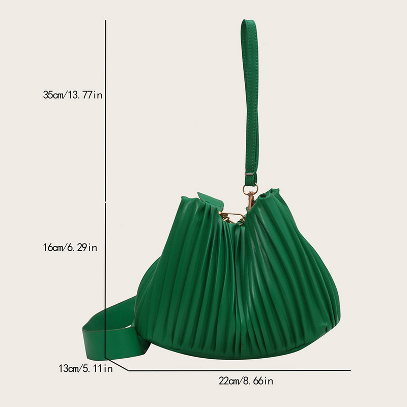 Moodsad plisseeritud Crossbody käekotid PU-nahast naiste ühevärvilised ämbriga rahakott, naiste massiivsed ämbriga õlakotid, naiste rahakott