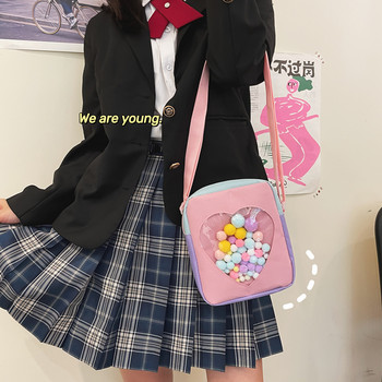 Прозрачна чанта Love Itabag Crossbody Bag Kawaii Lolita Shoulder Bag Girl Японска чанта Ita с висулка Оксфордски платнени чанти за рамо