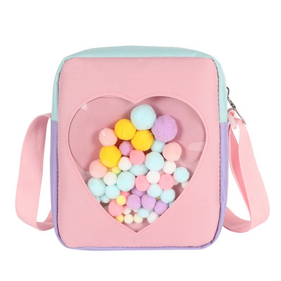 Läbipaistev Love Itabag Crossbody kott Kawaii Lolita õlakott tüdrukule Jaapani Ita kott ripatsiga Oxfordi riidest õlakottidega