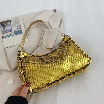 Moodne litriga õlakott naistele Särav käekott Naiste ostukott kaenlaaluste kott Lihtne naiste kaenlaaukott käepidemega kott