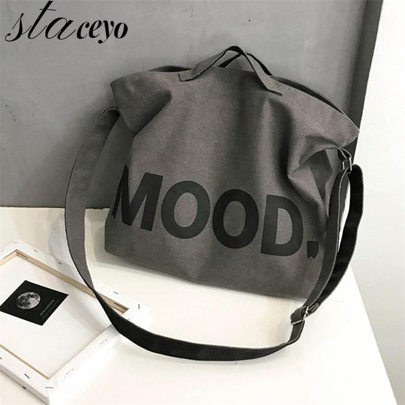 Γυναικεία τσάντα αγγελιοφόρου καμβά Γυναικεία τέχνη Vintage Μεγάλες τσάντες ώμου Harajuku Fashion Hip Hop Μεγάλη σχολική τσάντα χιαστί