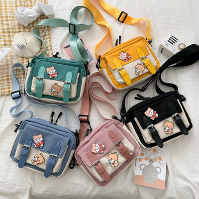 Sieviešu Crossbody Soma Jauns audekls Sieviešu jauka multfilma Soma Modes Josta Dekoratīvs audums Korejas stila plecu diagonāla maza soma