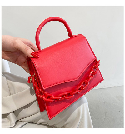 Uue disainiga käekotid naistele Ühevärvilised Crossbody kotid naistele Mood naistele väikese klapiga käepidemega kott kett õlakott