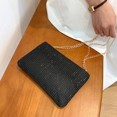 Geantă Messenger Femeie INS Fashion Strass Pătrat Geantă Design de lux Genți de mână cu lanț Poșete pentru doamnă Genți de corp de umăr Bolsas