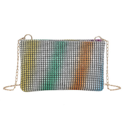 Geantă Messenger Femeie INS Fashion Strass Pătrat Geantă Design de lux Genți de mână cu lanț Poșete pentru doamnă Genți de corp de umăr Bolsas