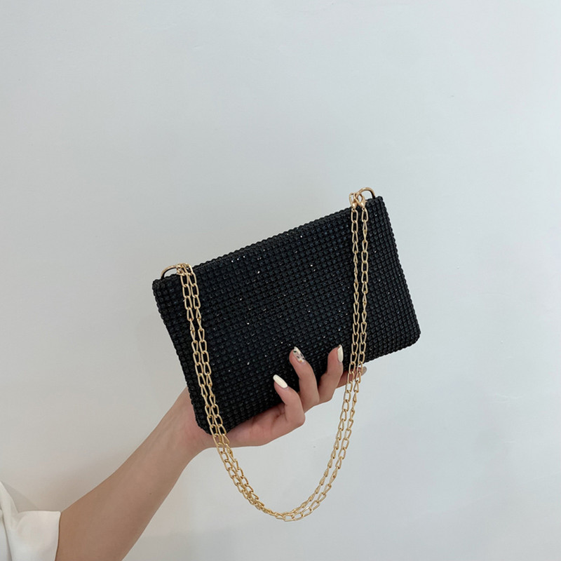 Geantă Messenger Femeie INS Fashion Strass Pătrat Geantă Design de lux Genți de mână cu lanț Poșete pentru doamnă Genți de corp de umăr Bolsas