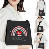 Νέα γυναικεία μόδα Επωνυμία Γλυκιά τσάντα Commuter Τσάντα ώμου Cartoon Nurse Pattern Τσάντα εκτύπωσης Τετράγωνη Wild Lady Basic τσάντα