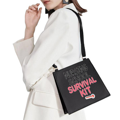 Νέα γυναικεία μόδα Επωνυμία Γλυκιά τσάντα Commuter Τσάντα ώμου Cartoon Nurse Pattern Τσάντα εκτύπωσης Τετράγωνη Wild Lady Basic τσάντα