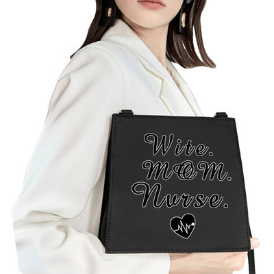 Νέα γυναικεία μόδα Επωνυμία Γλυκιά τσάντα Commuter Τσάντα ώμου Cartoon Nurse Pattern Τσάντα εκτύπωσης Τετράγωνη Wild Lady Basic τσάντα