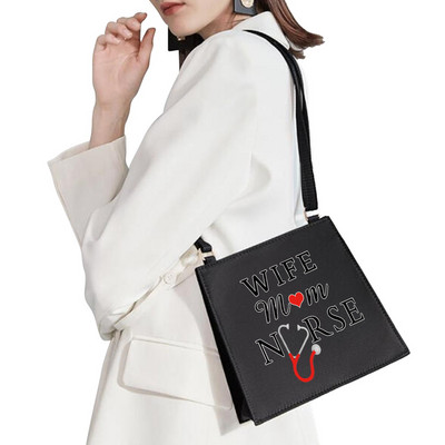 Νέα γυναικεία μόδα Επωνυμία Γλυκιά τσάντα Commuter Τσάντα ώμου Cartoon Nurse Pattern Τσάντα εκτύπωσης Τετράγωνη Wild Lady Basic τσάντα