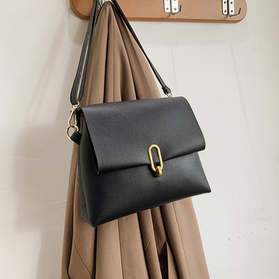 Geantă de umăr solidă din piele PU pentru femei, la modă nouă