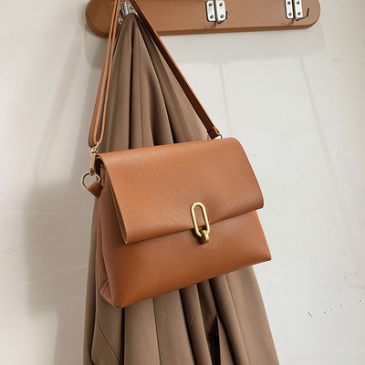 Geantă de umăr solidă din piele PU pentru femei, la modă nouă