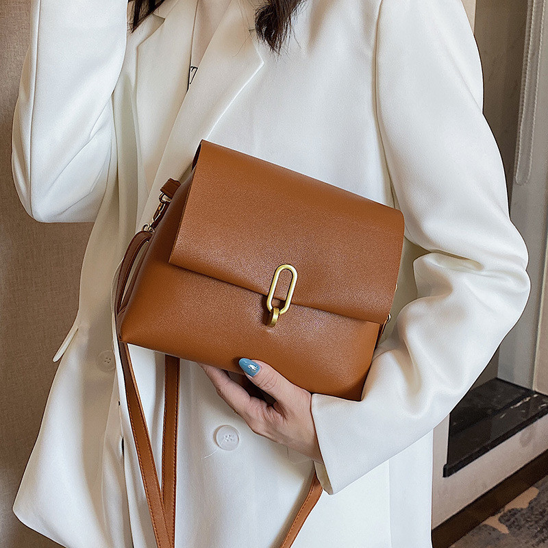 Geantă de umăr solidă din piele PU pentru femei, la modă nouă