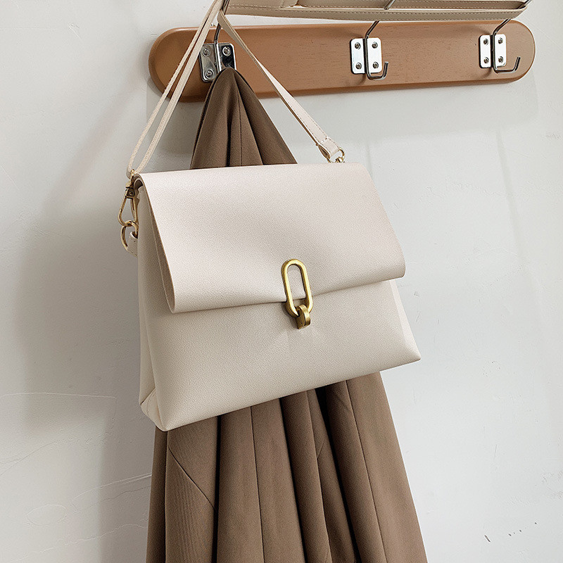 Geantă de umăr solidă din piele PU pentru femei, la modă nouă