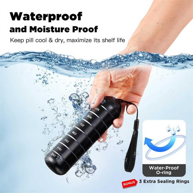 Metallist niiskuskindel nädalane pillide korraldaja veekindel alumiiniumist pillikarbi ümbris pudeli vahemälu hoidja konteiner võtmehoidja ravimikarp
