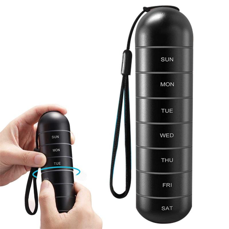 Metallist niiskuskindel nädalane pillide korraldaja veekindel alumiiniumist pillikarbi ümbris pudeli vahemälu hoidja konteiner võtmehoidja ravimikarp