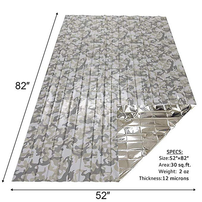 Avārijas termiskā pončo sega Viegla, saliekama, ūdensnecaurlaidīga, vēja necaurlaidīga saulessarga atkārtoti lietojama pārnēsājama kempinga paklājiņa spilventiņa pārvalks
