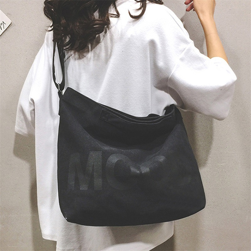 Lõuendist naiste käekott Naistele Vintage kirjatrükiga õlakottid Harajuku hiphopi üliõpilaste Crossbody koolikott