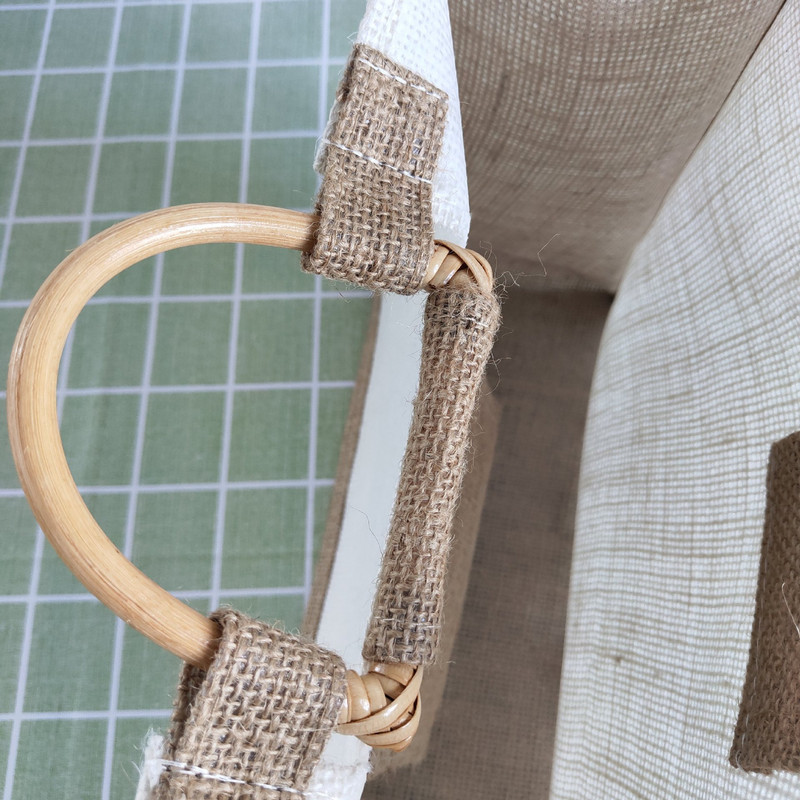 Uradi sam oslikana velika torba od jute, ženska torba, prazna torba od jute s drvenim ručkama