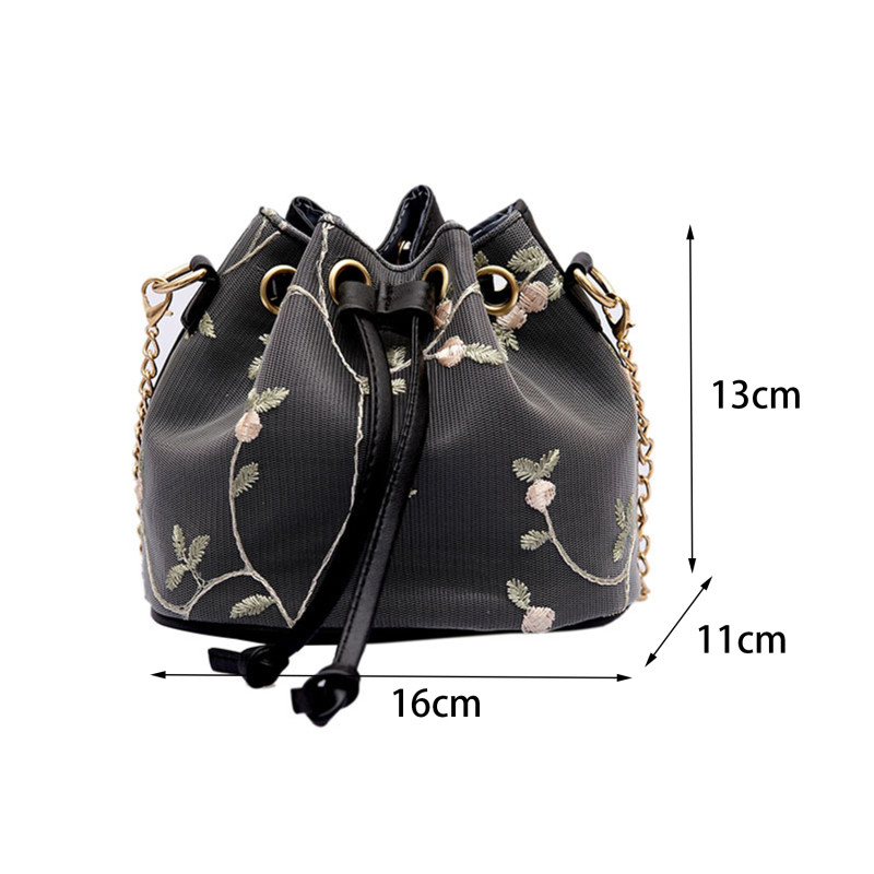 Γυναικεία τσάντα Νέα Κορεάτικη έκδοση Trend Messenger Τσάντα Chain Shoulder Μικρή φρέσκια κεντημένη τσάντα κουβά The Rope Bundle Of Mouth